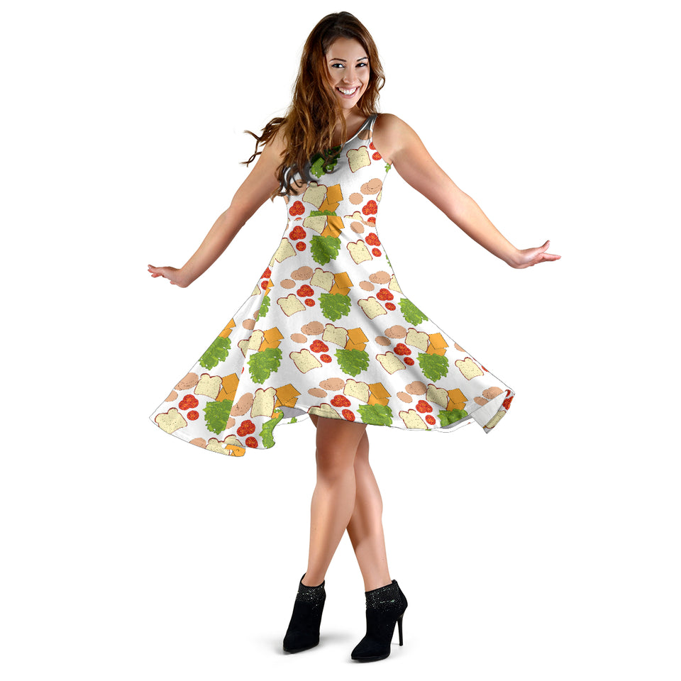 Sandwich Pattern Print Design 02 Sleeveless Midi Dress