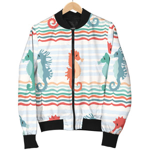 Seahorse Pattern Theme Men Bomber Jacket