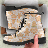 Christmas Ginger Cookie Pattern Leather Boots
