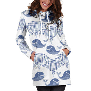Whale Pattern Women Hoodie Dress