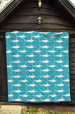 Swordfish Pattern Print Design 02 Premium Quilt