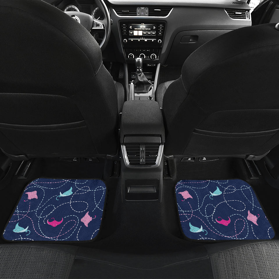 Stingray Pattern Print Design 05 Front and Back Car Mats