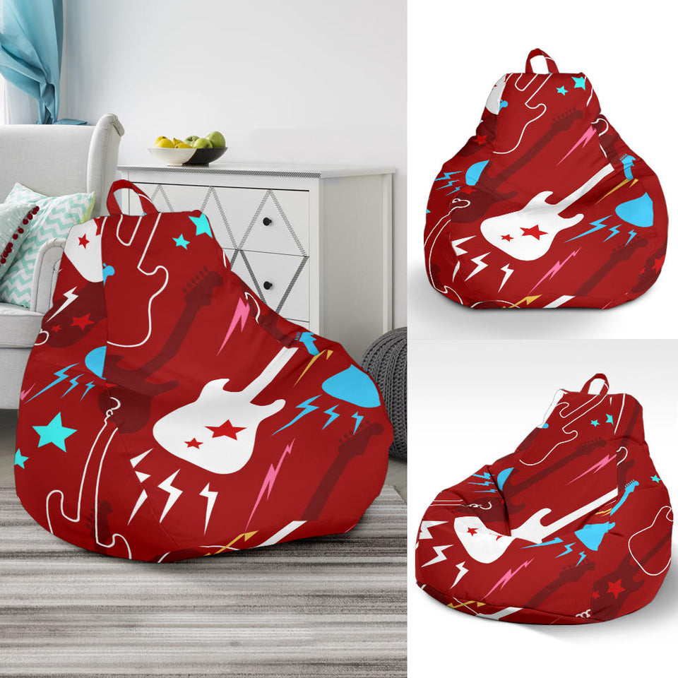 Electical Guitar Red Pattern Bean Bag Cover