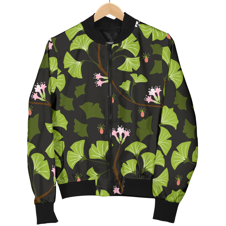 Ginkgo Leaves Flower Pattern Men Bomber Jacket