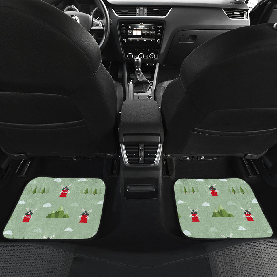 Windmill Green Pattern Front and Back Car Mats