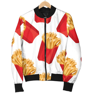 French Fries Theme Pattern Women Bomber Jacket