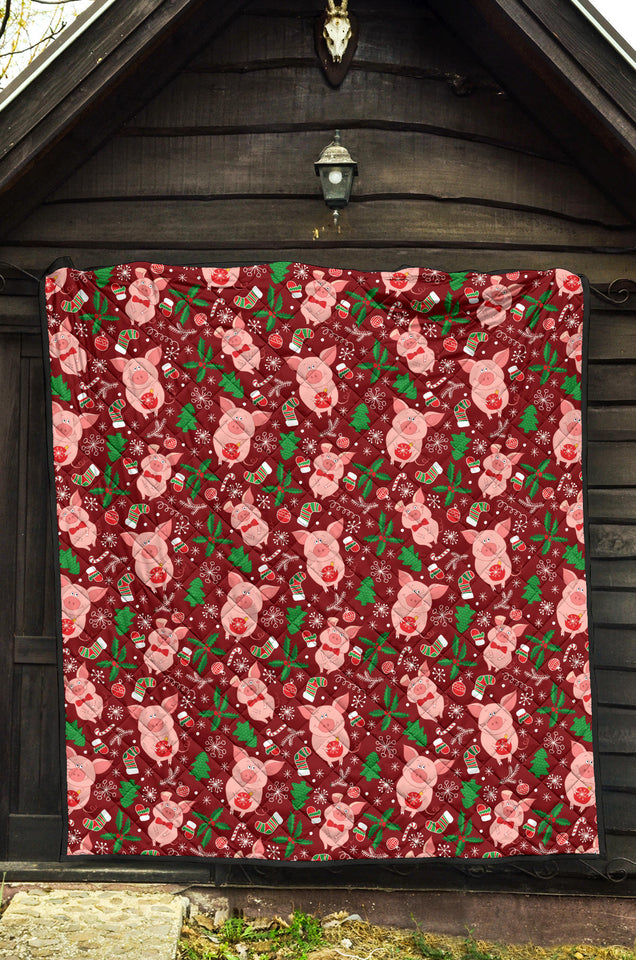 Pig Pattern Print Design 01 Premium Quilt