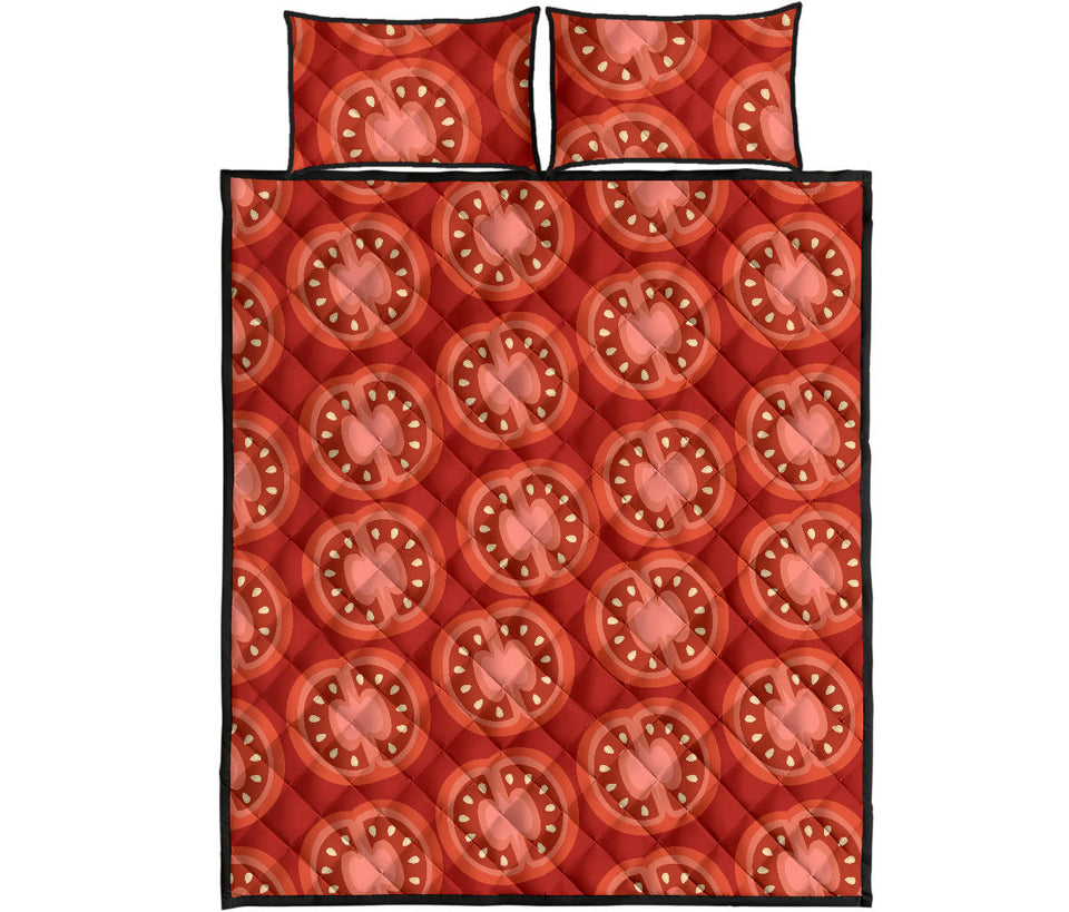 Sliced Tomato Pattern Quilt Bed Set