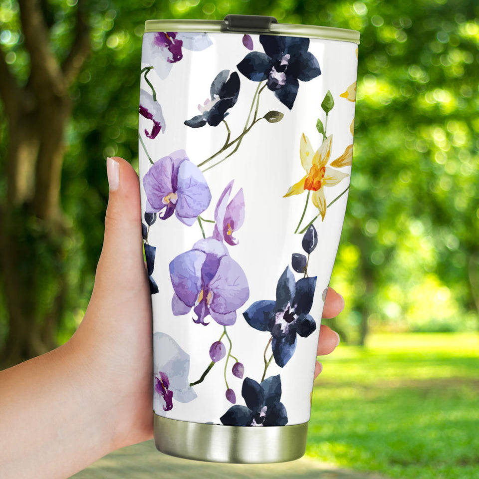 Orchid Pattern Background Tumbler