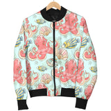 Octopus Fish Shell Pattern Men Bomber Jacket