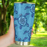 Sea Turtle Blue Tribal Pattern Tumbler