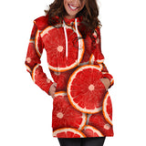 Sliced Grapefruit Pattern Background Women Hoodie Dress