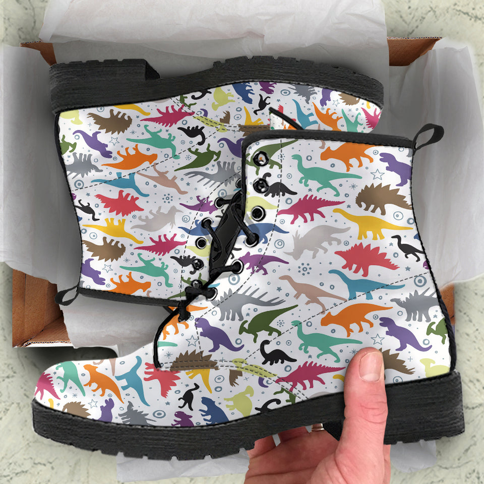 Colorful Dinosaur Pattern Leather Boots