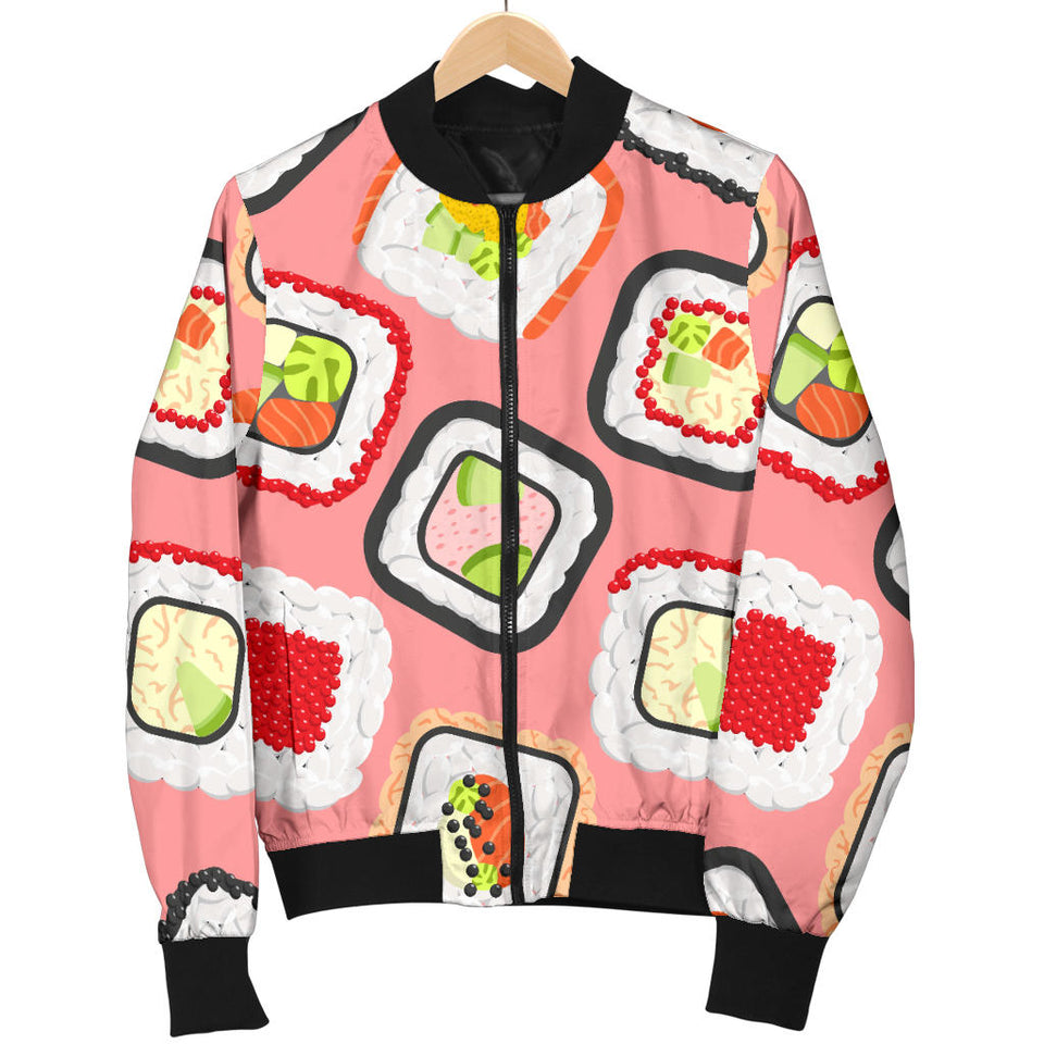 Sushi Roll Pattern Women Bomber Jacket