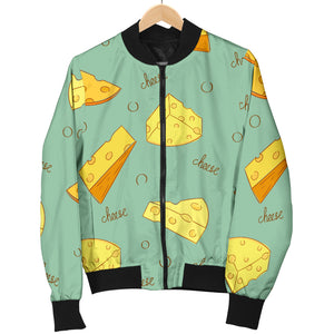 Cheese Pattern Background Women Bomber Jacket