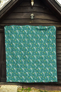 Swordfish Pattern Print Design 04 Premium Quilt