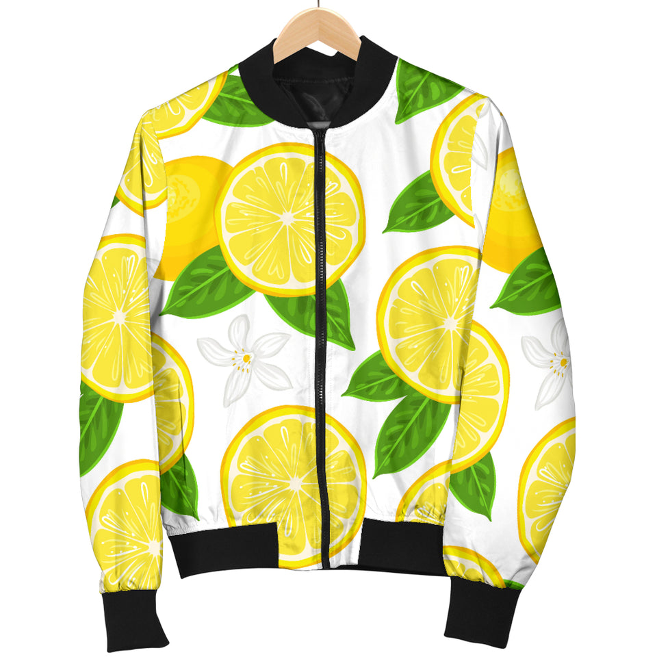 Lemon Flower Pattern Men Bomber Jacket