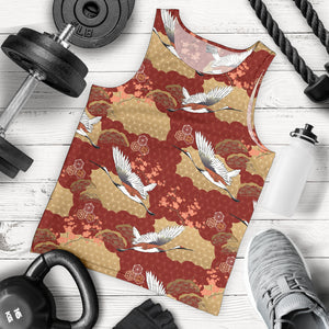 Japanese Crane Theme Pattern Men Tank Top