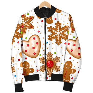 Christmas Cookie Pattern Women Bomber Jacket