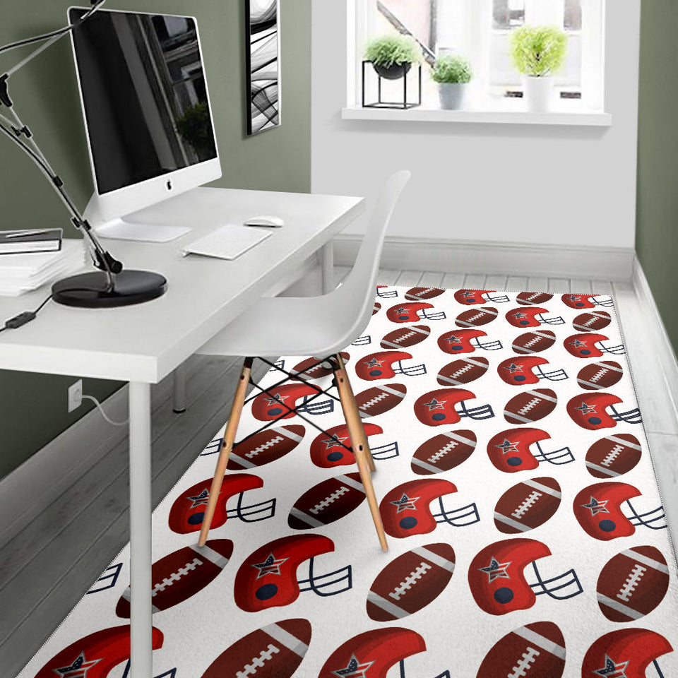American Football Ball Red Helmet Pattern Area Rug