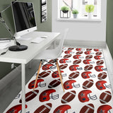 American Football Ball Red Helmet Pattern Area Rug