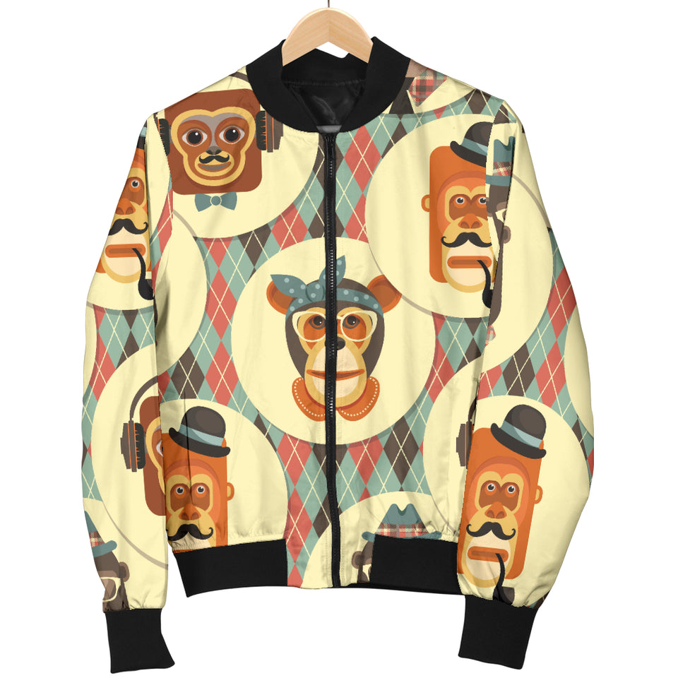 Monkey Pattern Women Bomber Jacket