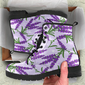 Lavender Pattern Leather Boots