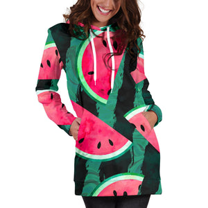 Watermelon Pattern Women Hoodie Dress