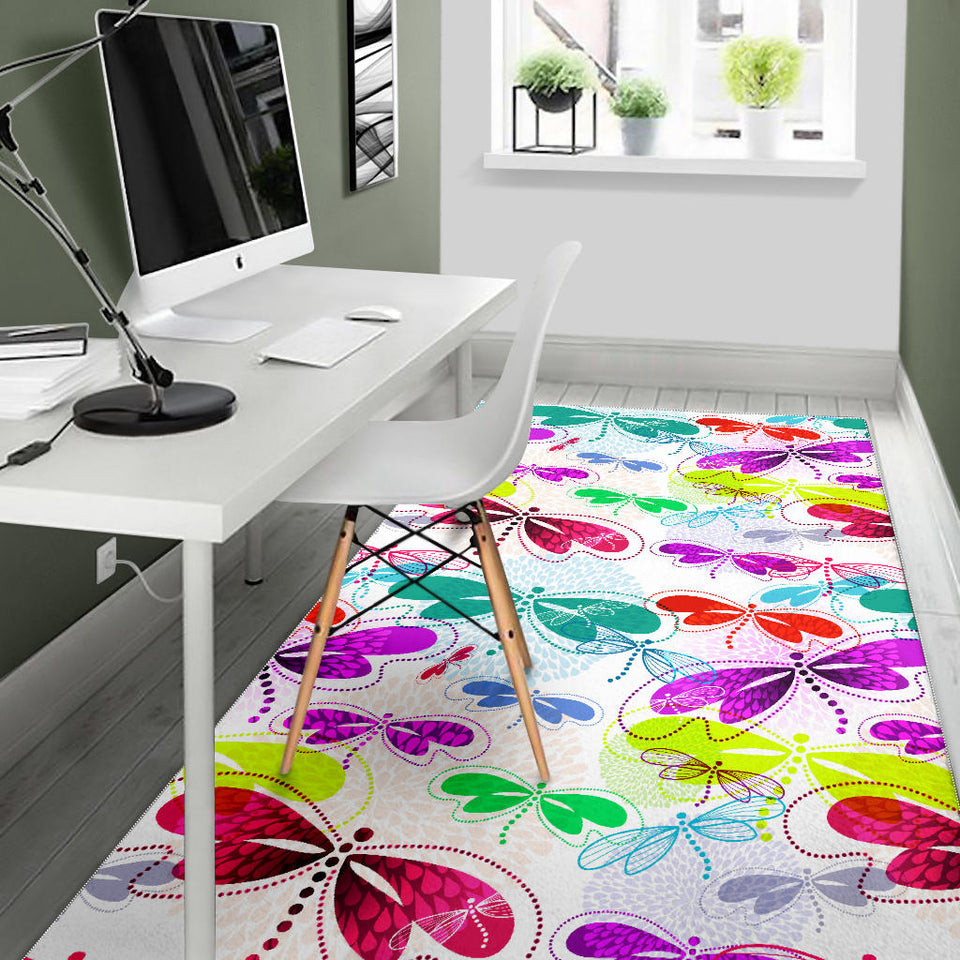 Colorful Dragonfly Pattern Area Rug