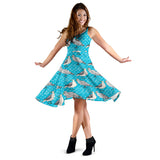 Seagull Pattern Print Design 02 Sleeveless Midi Dress