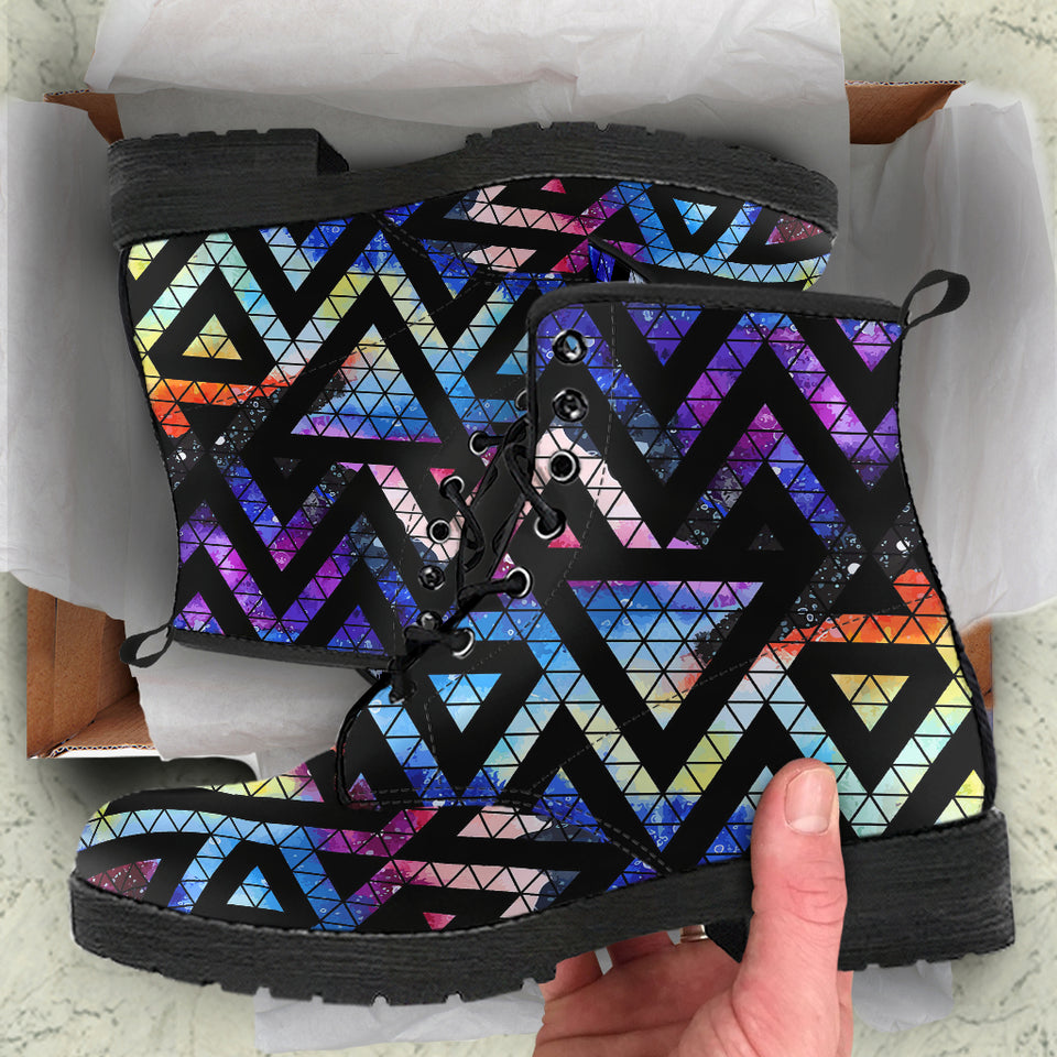 Space Colorful Tribal Galaxy Pattern Leather Boots