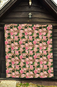 Rose Pattern Print Design 04 Premium Quilt