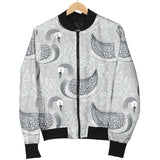 Swan Gray Pattern Women Bomber Jacket