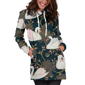 Swan Pattern Women Hoodie Dress