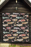 Whale Flower Tribal Pattern Premium Quilt