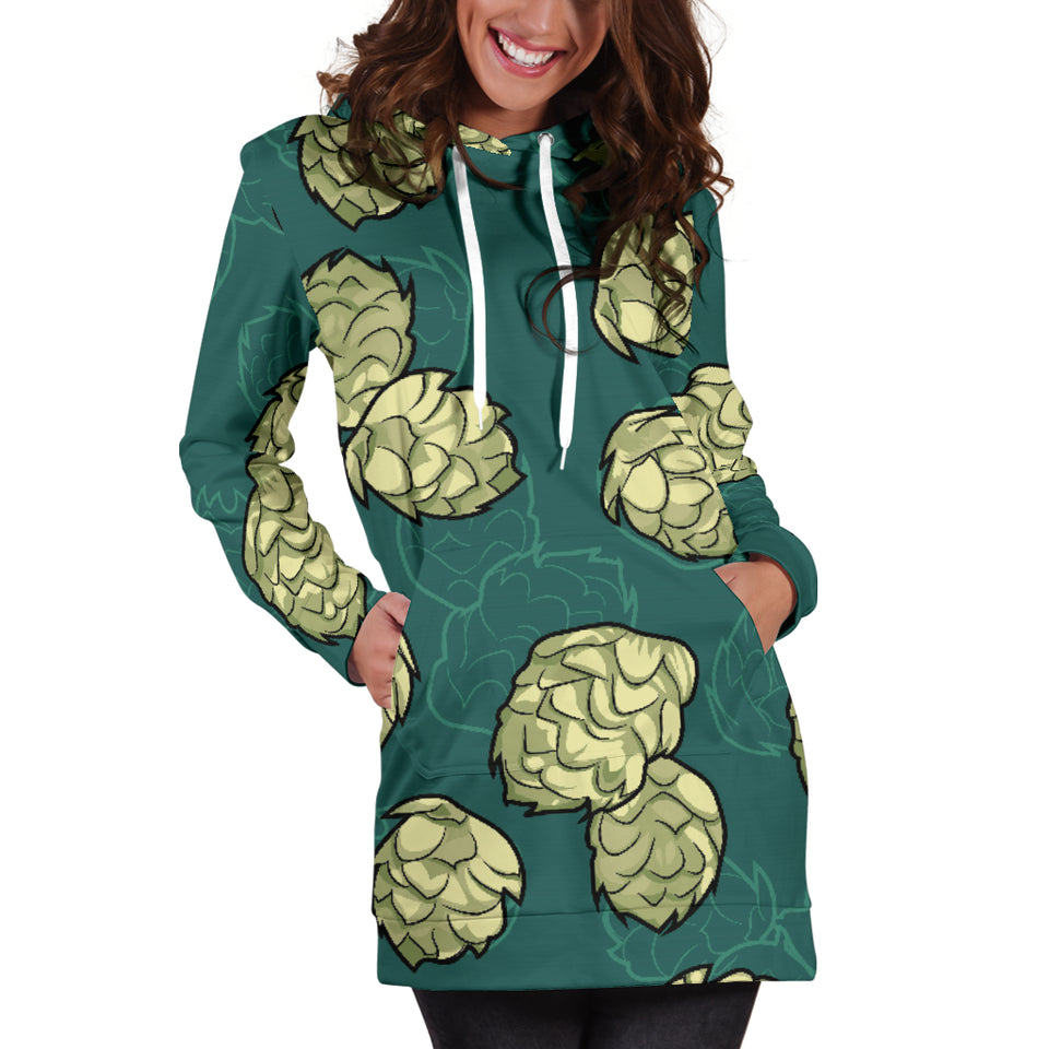 Hop Pattern Background Women Hoodie Dress