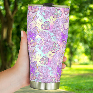 Unicorn Heart Pattern Tumbler