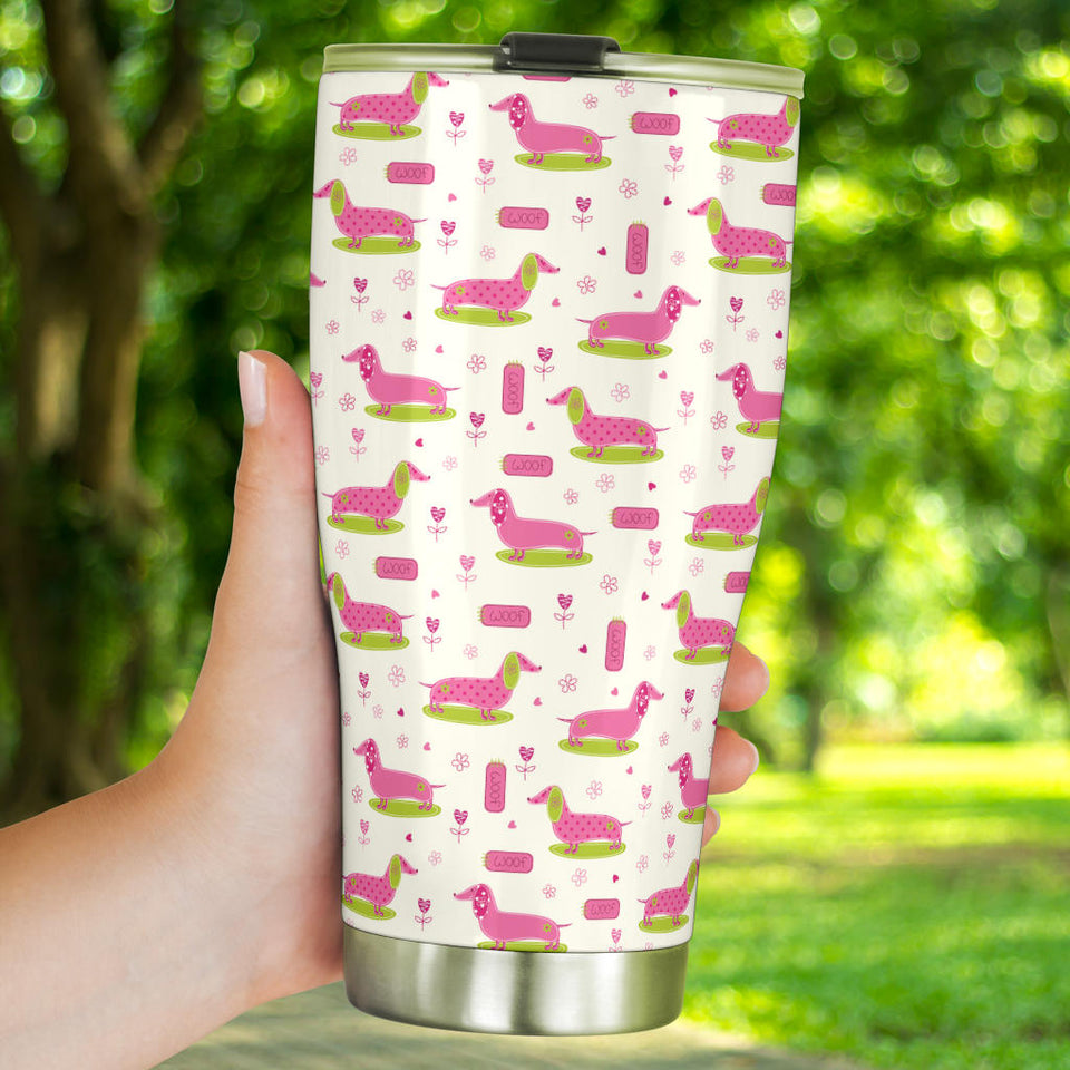 Pink Dachshund Pattern Tumbler