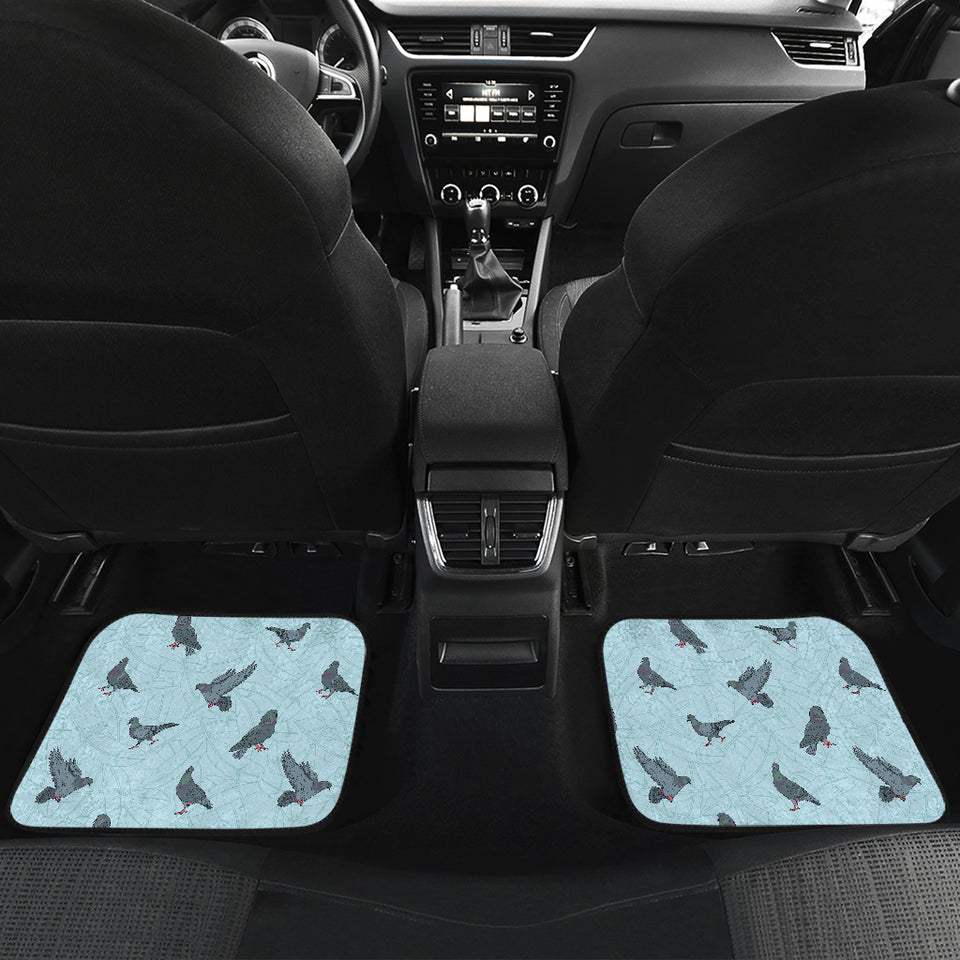 Pigeon Pattern Print Design 02 Front and Back Car Mats