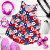 USA Star Hexagon Pattern Women Racerback Tank Top