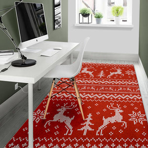 Deer Sweater Printed Red Pattern Area Rug