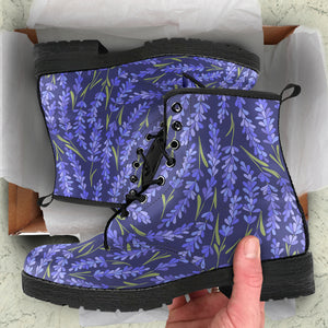 Lavender Theme Pattern Leather Boots
