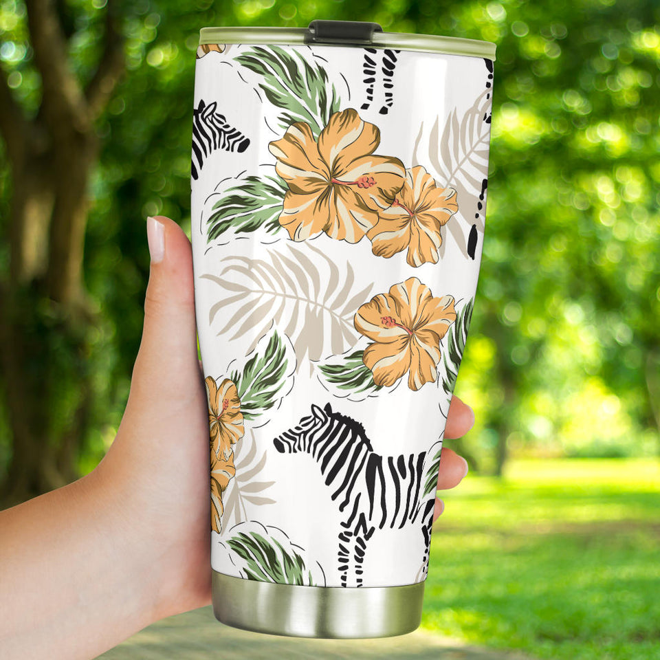 Zebra Hibiscus Pattern Tumbler