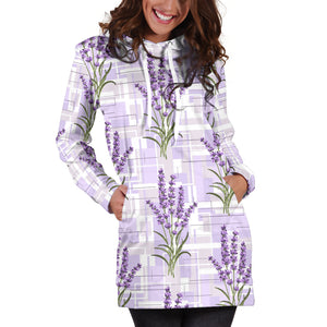 Lavender Pattern Theme Women Hoodie Dress