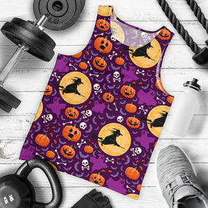 Halloween Pumpkin Witch Pattern Men Tank Top