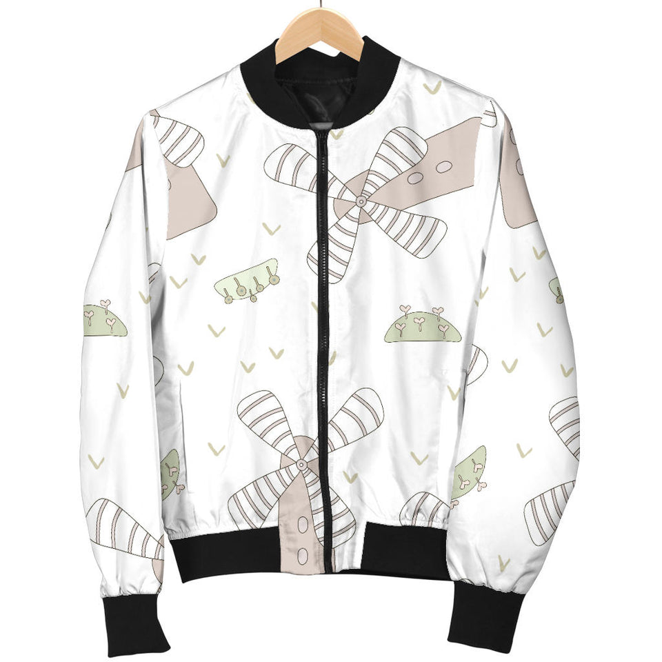 Windmill Pattern Background Women Bomber Jacket