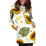 Papaya Leaves Flower Pattern Women Hoodie Dress