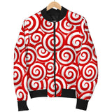 Red and White Candy Spiral Lollipops Pattern Men Bomber Jacket