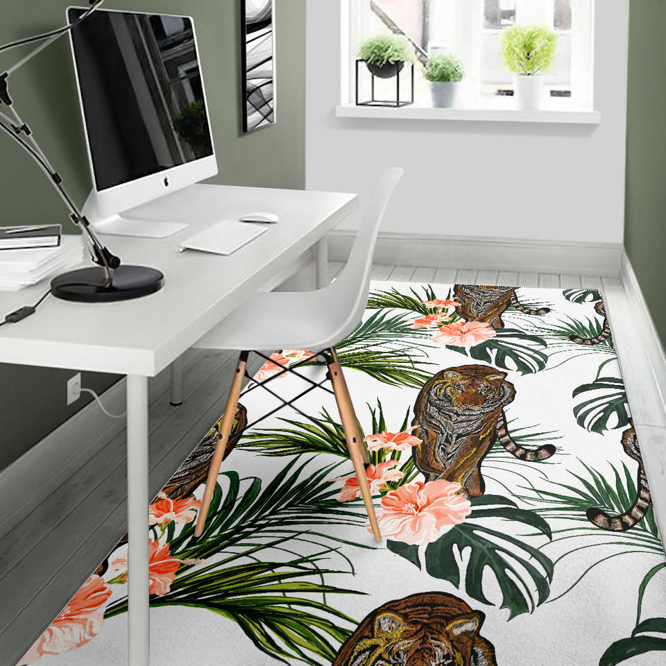 Bengal Tiger Hibicus Pattern Area Rug