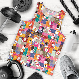 Snowman Colorful Theme Pattern Men Tank Top